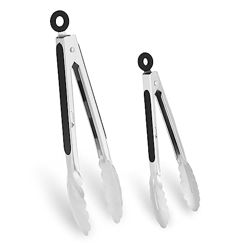 Lot de pinces de cuisine en acier inoxydable - Pour cuisine - 21 cm + 27 cm