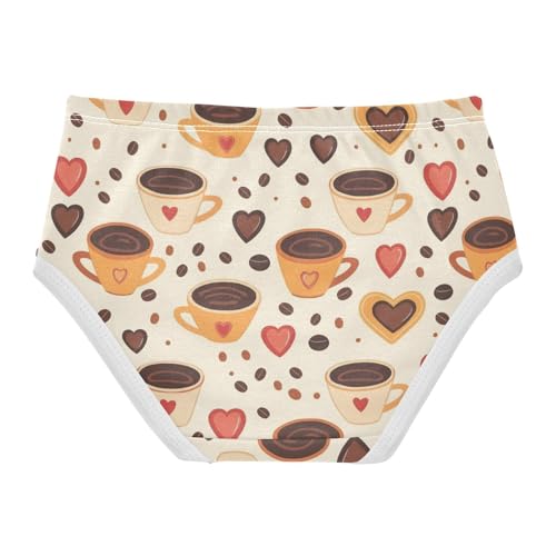 Wusikd Coffee Cups Girls' Underwear Cotton Hearts Coffee Girls Briefs Soft Toddler Underwear 2T2
