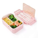 GRAN CAPACIDAD: Esta caja de bento con tres compartimentos que separan la comida y evitan que se mezcle - incluye 1 compartimento grande de 700ml y 2 compartimentos más pequeños de 350ml.