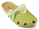 CASSIEY Fashion Slippers For Women slipper Bow design Slip on Flat Sandals- Green