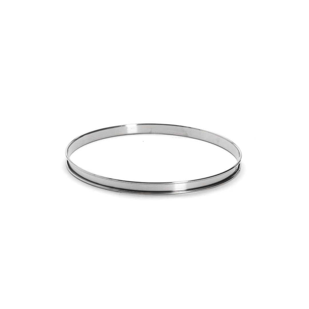De Buyer - Cercle à tarte rond en inox à bord roulé - 22 x 2 cm - Surface Lisse, Démoulage Facile, Pour des Résultats Défaut et Délicieux