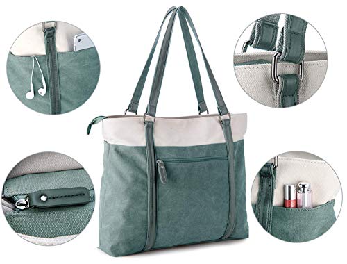 Wxnow Computer Tote Bag For Women Canvas Tote Shopping Bag Utility Teacher Nurse Organizer Handbag Bag Fits 15.6 Inch Laptop Claret-Red #TOP4