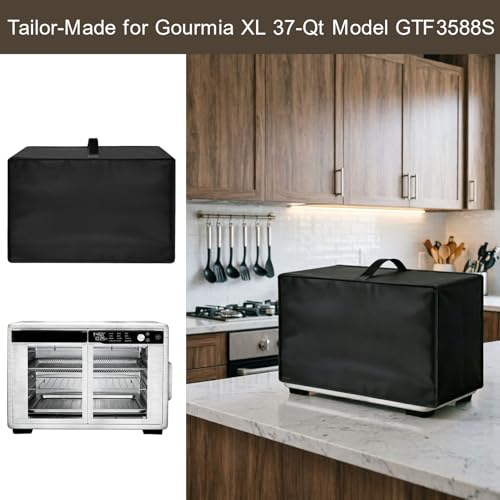 Image of Heavy Duty Air Fryer Toaster Oven Dust Cover for Gourmia French Door 37QT Convection Oven, 18.9 inch D x16.14 W x12.99 H, 600D Nylon w /12m Foil Lining, Heat-Resistant Waterproof Oil-Proof