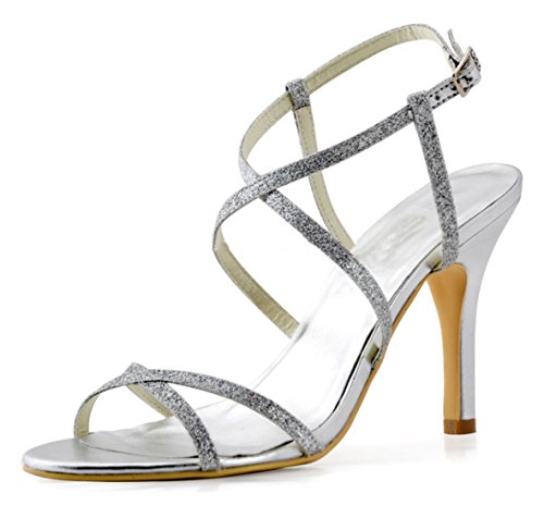 Sandales pour femme argentées MinitooUK-MZ8227 pour élancer la silhouette