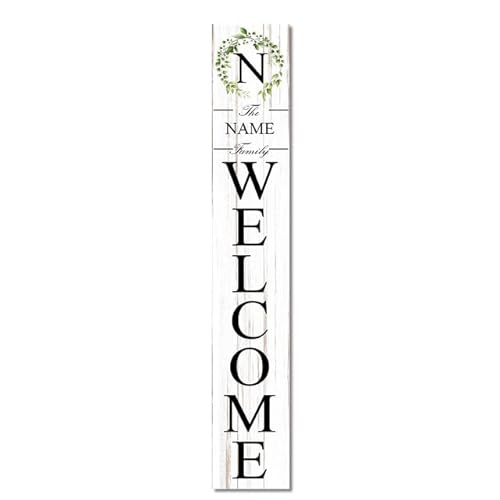 Ymaotrade Wood Personalized Family Name Welcome Sign for Porch Standing