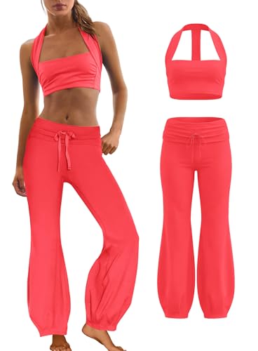 Panadila Women 2 Piece Yoga Sets Pilates Outfit Halter Sports