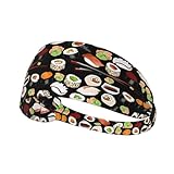 Cinta elástica para ejercicio con estampado de sushi japonés, color negro, banda atlética, 4.3 x 13.4 pulgadas, suave y transpirable ​