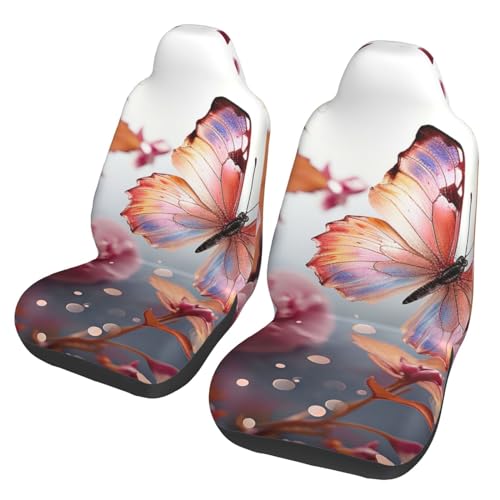 Housse de siège de voiture floral papillon OUSIKA, lot de 2 protections de siège auto universelles