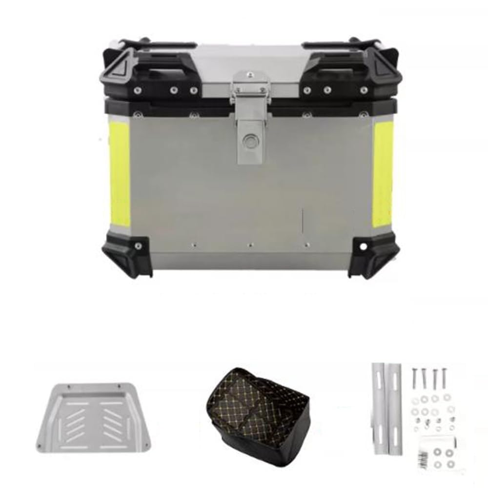 NILZA Baúl Moto 45L 65L Baul para Moto, Universal Caja De Moto Topcase Maleta para Motocicleta, Aluminio Baúl De Moto Maleta Scooter para 2 Cascos (Color : A, Size : 45L)