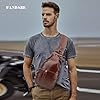 FANDARE Retro Sling Bags Mens Leather Shoulder Packs Unbalance Backpacks Women Chest Pack Waterproof Crossbody Bags Multipurpose Daypacks for Business Commuter Outdoor Travel Hiking Daypacks Brown #1