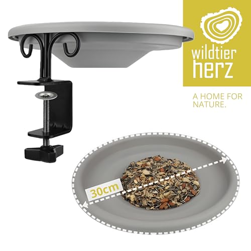 Wildlife Friend I Bird Bath, Bird Feeder with Balcony Bracket, XL Feeding Plate - Feeding Bowl for Birds, Feeding Station for Year-Round Feeding of Wild Birds, birdbath Heater for Winter - Thumbnail 6