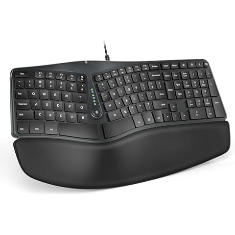 Nulea Ergonomic Keyboard, Wired Split Keyboard with Pillowed Wrist and Palm Support, Featuring Dual USB Ports, Natural Typing Keyboard for Carpal Tunnel, Compatible with Windows Mac Cover