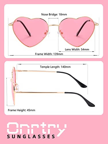 Image of Onrtry Heart Shaped Polarized Sunglasses for Women Vintage Lovely Metal Frame Sun Glasses