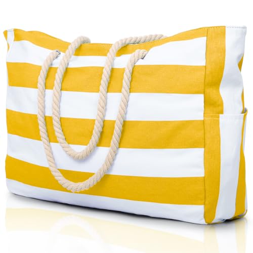 Sac de plage XXL famille jaune, le cadeau de voyage idéal et grand sac de bain