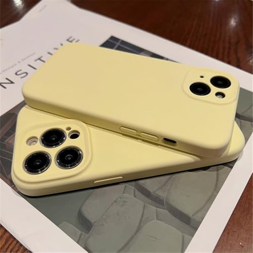 Coque iPhone 15 Pro jaune en silicone liquide souple pour une protection antichoc au quotidien