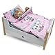 PinkZebra 3-teilig Puppenbettwäsche für Puppenbett, Decke + Kissen + Matratze, Puppenbettzeug mit Matratze, Bettwäsche aus Baumwolle für Puppen bis 48 cm, Pandabär Rosa