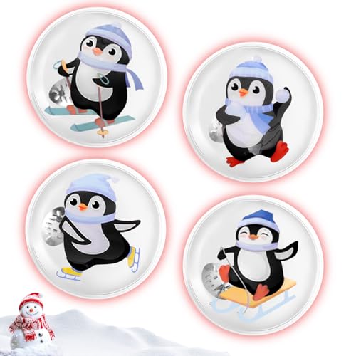 4 Stück Taschenwärmer wiederverwendbar, Taschenwärmer Handwärmer Pinguin, Taschenwärmers Kinder Erwachsene, Handwärmer im niedlichen Pinguin Winter Design, Wärmepad für Kalte Tage und für Unterwegs