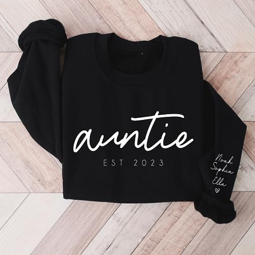 Nazenti Personalized Auntie Sweatshirt With Kids Names Custom Auntie Est Sweatshirt Auntie Gifts Aunt Gift For Auntie Gift For Auntie Mothers Womens Day Birthday Gift For Womens thumb #2