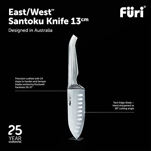Furi Pro East/West Santoku Knife 13cm 5 1/8",Short & Deep Stainless Steel Blade for Agility,Managing Large Cuts,Reverse-Wedge Handle for Safer Grip - Image 5