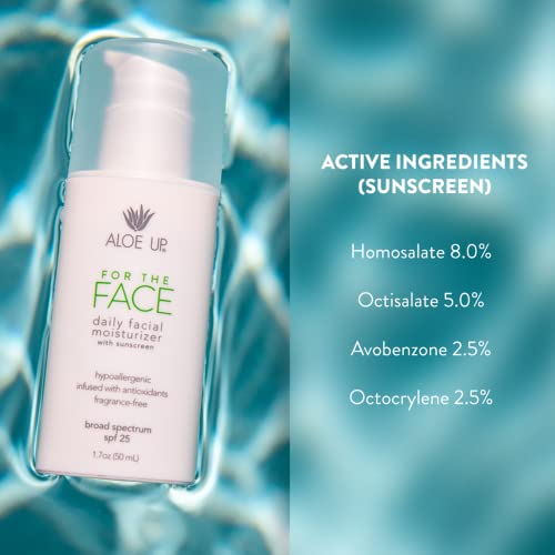 Aloe Up Daily Face Moisturizer With Spf 25 - Non Greasy & Quick Absorbing Sun Skin Care, Reef Friendly & Water Resistant, Aloe Skin Sun Protection, Sunscreen Lotion With Uva/Uvb Protection - 1.7 Fl Oz #TOP1