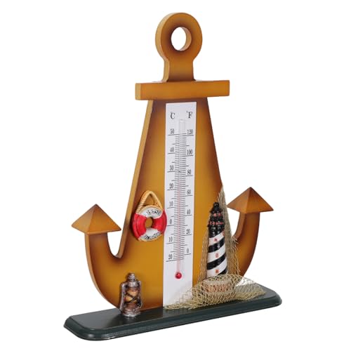 Thermomètre de table ancre de style méditerranéen pour étagères de salon