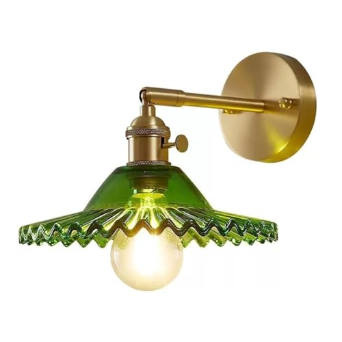 Applique fleur en verre vert et laiton orientable pour chambre