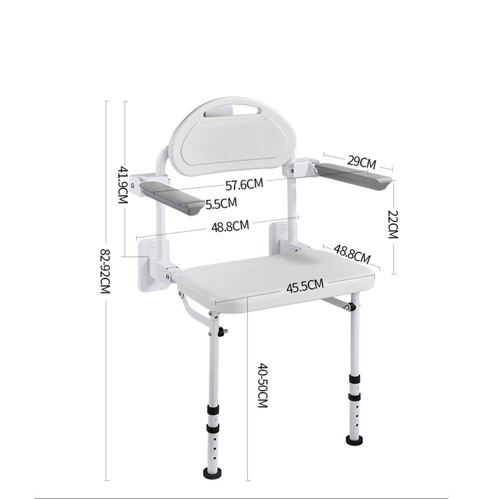 HEYOUTH Asiento de Ducha Abatible,Silla de Ducha para Personas Mayores,Taburete de Ducha montado en la Pared,Soporta hasta 180 kg,Antideslizantes,para Personas Mayores y discapacitadas