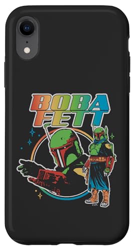 Coque iPhone XR Star Wars Boba Fett Rainbow Logo en silicone noir