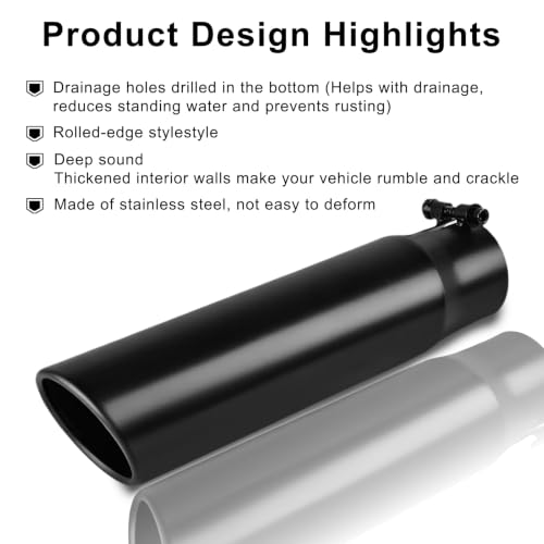 Image of 2.5 inchInlet 3 inch Outlet Slant Cut Black Exhaust Tip, 12 inch Length