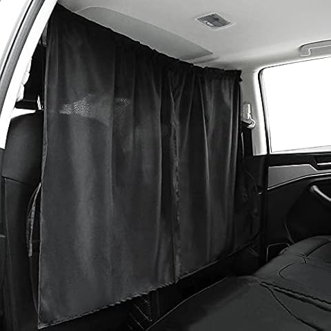 ZHOUSTOU Car Divider Curtains Sun Shade Van Curtains Black Detachable Simple Sun Shades Side Window Covers Travel Car Divider Privacy Protection Curtains for SUV and General Vehicles 55*32inches Cover