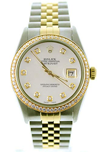 Rolex Mens Datejust 36mm Watch Jubilee Band Custom Mother of Pearl Diamond Dial & Diamond Bezel 16013 (Certified Pre-Owned)