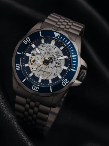 Image of French Connection See Through Blue Round Dial with Stainless Steel Strap Automatic Watch for Mens - FCA22GNM