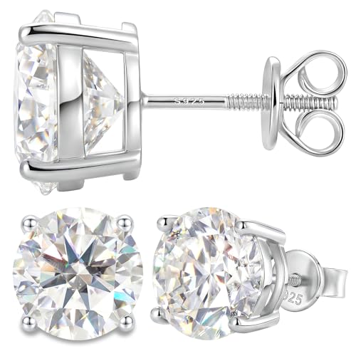 Moissanite Ohrringe Silber 925 Ohrstecker mit Anti-Verlust Schraubverschluss Hypoallergen Weißgold Beschichtet Geschenk für Frauen Mama Oma 3-10mm