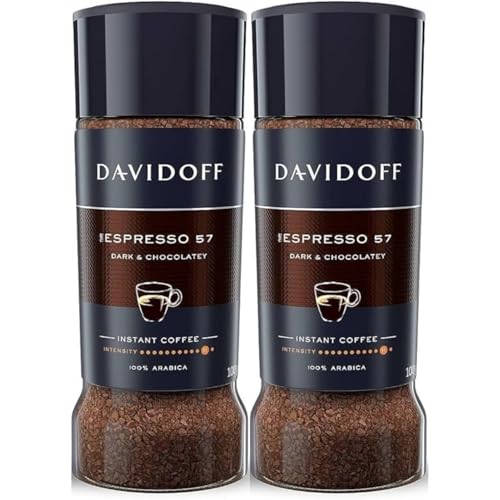 Image of Davidoff Espresso 57 Instant Coffee Combo Pack | 2 Jars x 100g Each By Cougar | Dark & Chocolaty Taste | Premium 100% Arabica Instant Coffee | Strong Intensity, Rich Aroma & Energy Boost for Long Active Days - (Imported)