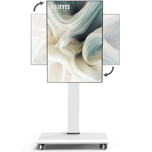 FITUEYES テレビ台 壁寄せテレビスタンド 32-75インチテレビに対応 横置き・縦置き両対応 移動式 高さ角度調節可能 耐荷重40kg 鉄製 ホワイト