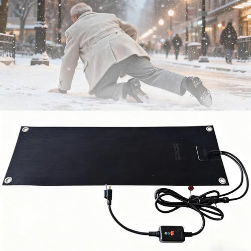 加熱融雪マット、1枚/2枚/3枚/4枚/5枚 110V 加熱融雪マット、速度1時間で3インチ、2m電源コード付き、除雪対策 滑り止め、転倒防止階段/玄関先/道路/駐車場/庭/店舗 エントランス 1pcs 10 in*15 in (25.4cm*38.1cm