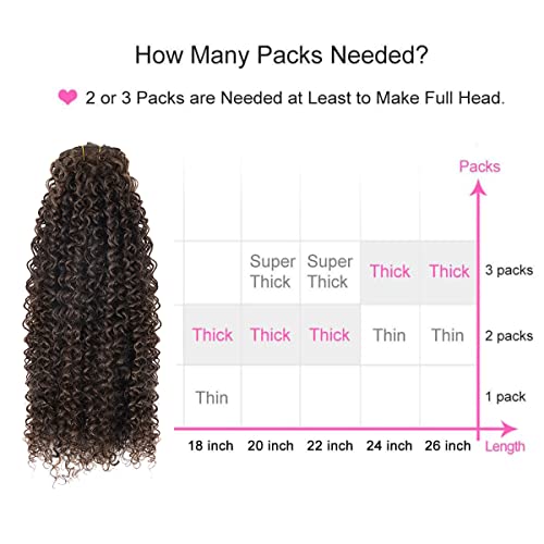 BHF 26 inch Kinky Curly Clip In Hair Extension, Double Weft Full Head Japanese Heat Resistance Fiber 140g Synthetic Hair Extensions For Women 7pieces (#MP4-27-30)