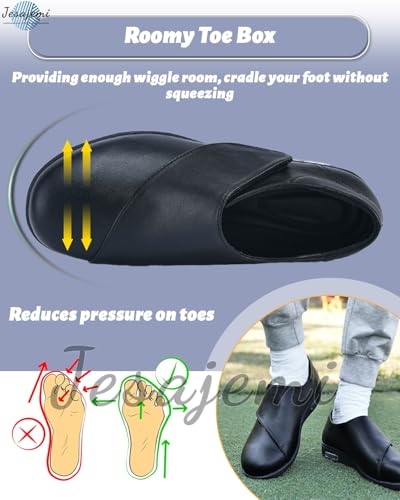 Lightweight Waterproof Diabetic Loafers for Men - Slip-On Wide Fit PU Leather Walking Shoes3
