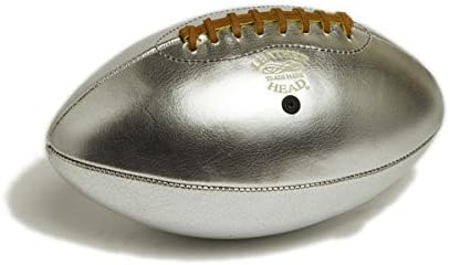 Handcrafted Pebble Grain Leather Silver Shadow Football - Silver - Rawhide Lace with Black Stitching