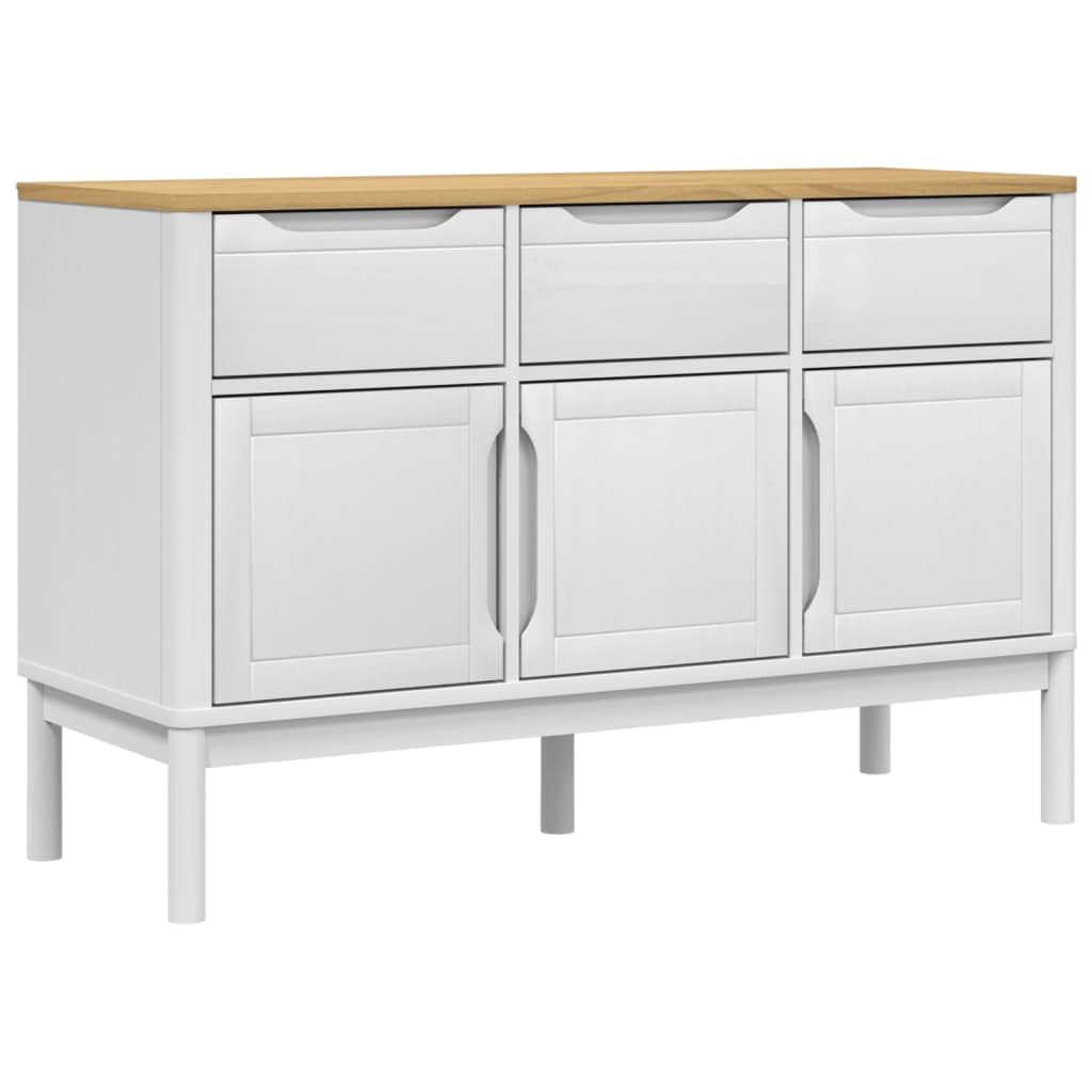 Credenza Floro bianca, 114 x 43 x 74 cm, in legno massello di pino