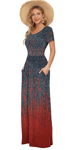 Image of AUSELILY Women's Classic Short Sleeve Loose Plain Casual Long Maxi Dresses for Women 2026