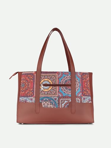 Image of ZOUK Handcrafted Vegan Leather Travel Tote Bag for Women with Multiple Compartments | Spacious Water-Resistant Shoulder Bag for Travel, Vacation, Day Trips |