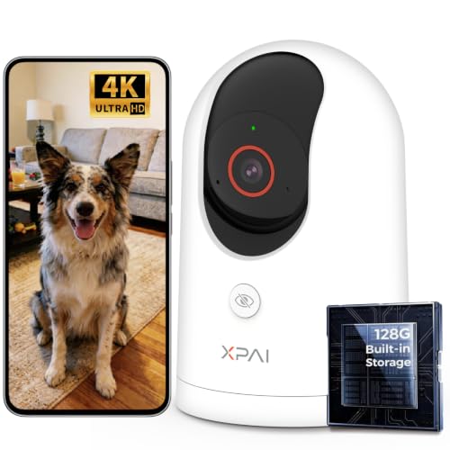 Image of 4K UHD Indoor Camera, 128G Built-in Storage No Subscription,Pet Camera Indoor with Phone App,Work as Baby Monitor /Cat /Dog Camera,360Pan&Tilt,Two-Way Talk,Privacy Mode,AI Tracking /Detection