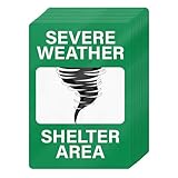 YIKIADA 10 PCS Severe Weather Shelter Area Sign 10 × 7 Inches Vinyl Emergency Security Stickers Waterproof Self Adhesive Fade Resistant Signage for Indoor Outdoor Use