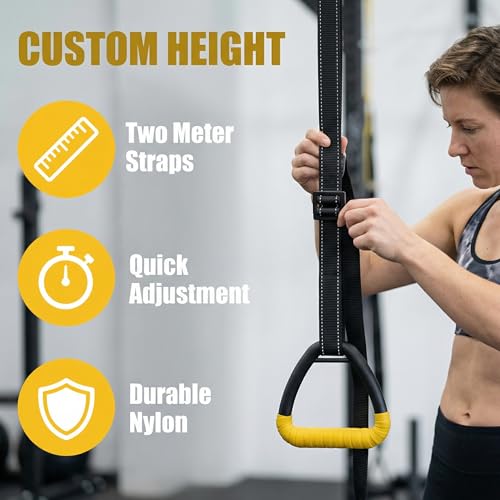 Grapelet A Pair of Adult Rings, Fitness Rings Equipment, Pull-up Rings, Adult Home Fitness Rings no-Punch bar Lanyard for Training Workouts(Yellow)