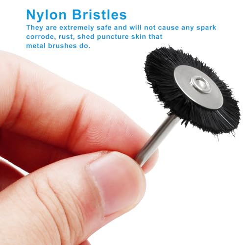 Image of 24pcs 1 /8 Inch Shank Nyalon Wheel Brush, Brown Wire Brush Abrasive Drill Brush, Drill Wire Brushes for Cleaning Rust Polishing Deburring(Wheel Diameter: 1 inch)
