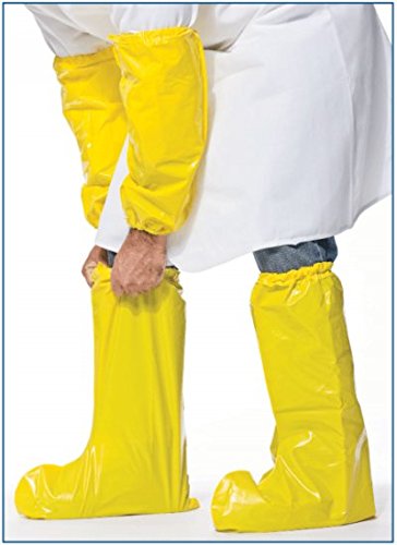 Vinyl Replacement Bootcover w/Elastic-top Below The Knee 4 mil Safety Yellow Regular to Size 10 Anti-Slip Grit, (Pack of 100) PolyConversions, Inc. 49354