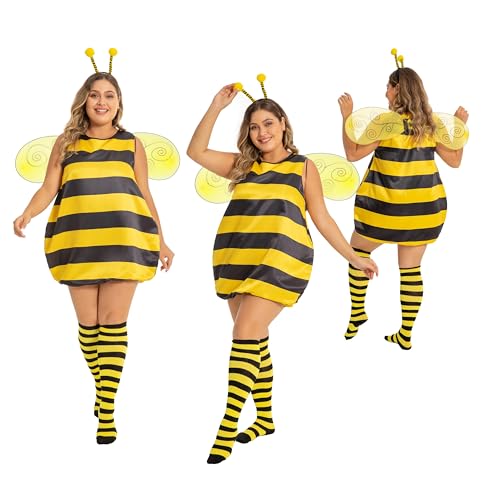 Fairycece Bee Costume Adult Women Bumble Plus Size Halloween 3X Easy Funny 2X 2Xl 3Xl 4X
