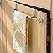 mDesign Steel Metal Wire Over Cabinet Towel Rack Storage Organizer - Hang on Cabinet or Door - Towel Bar Holder for Kitchen - Holds Hand Towels, Washcloths - Spira Collection - Silver