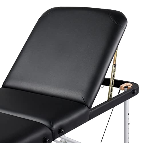 Yaheetech Aluminium 3 Folding Massage Table With Rolling Stool Portable Massage Bed Spa Bed Stool Adjustable Swivel Salon Chair Massage Therapy Table With Headrest & Armrest Black #TOP7